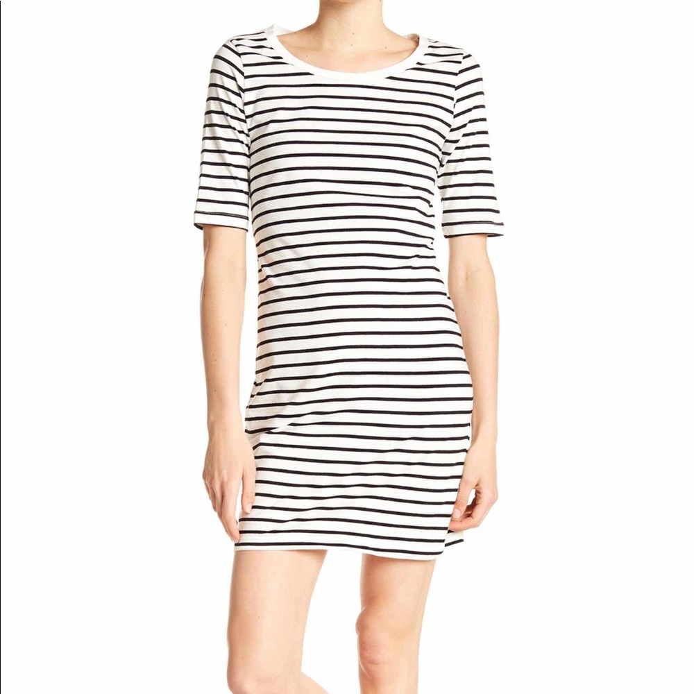 philosophy striped scoop neck short sleeve dress